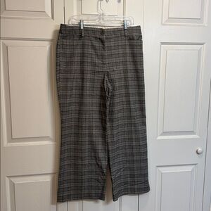 LOFT Black Gray Plaid Wide Leg Pants